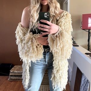 Nasty Gal knitted cream fringe sweater